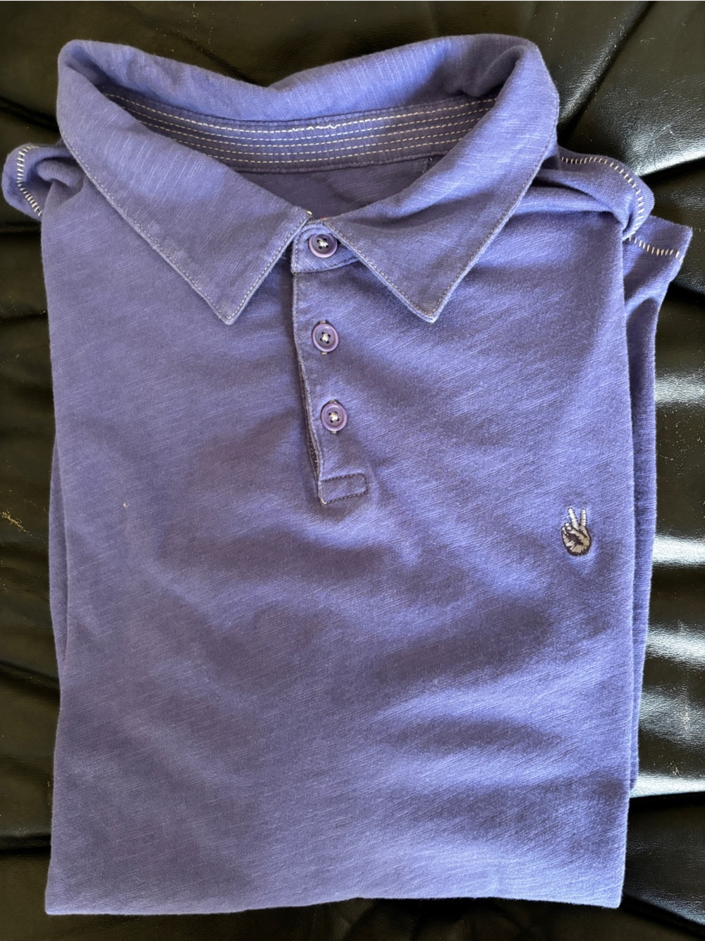 John Vavartos Purple Polo Shirt with Embroidered Peace Hand xl